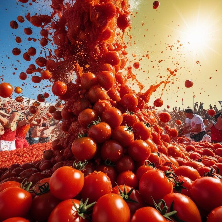la tomatina Festival, spain celebration dispay tomatoes and splashes, dont show people's faces